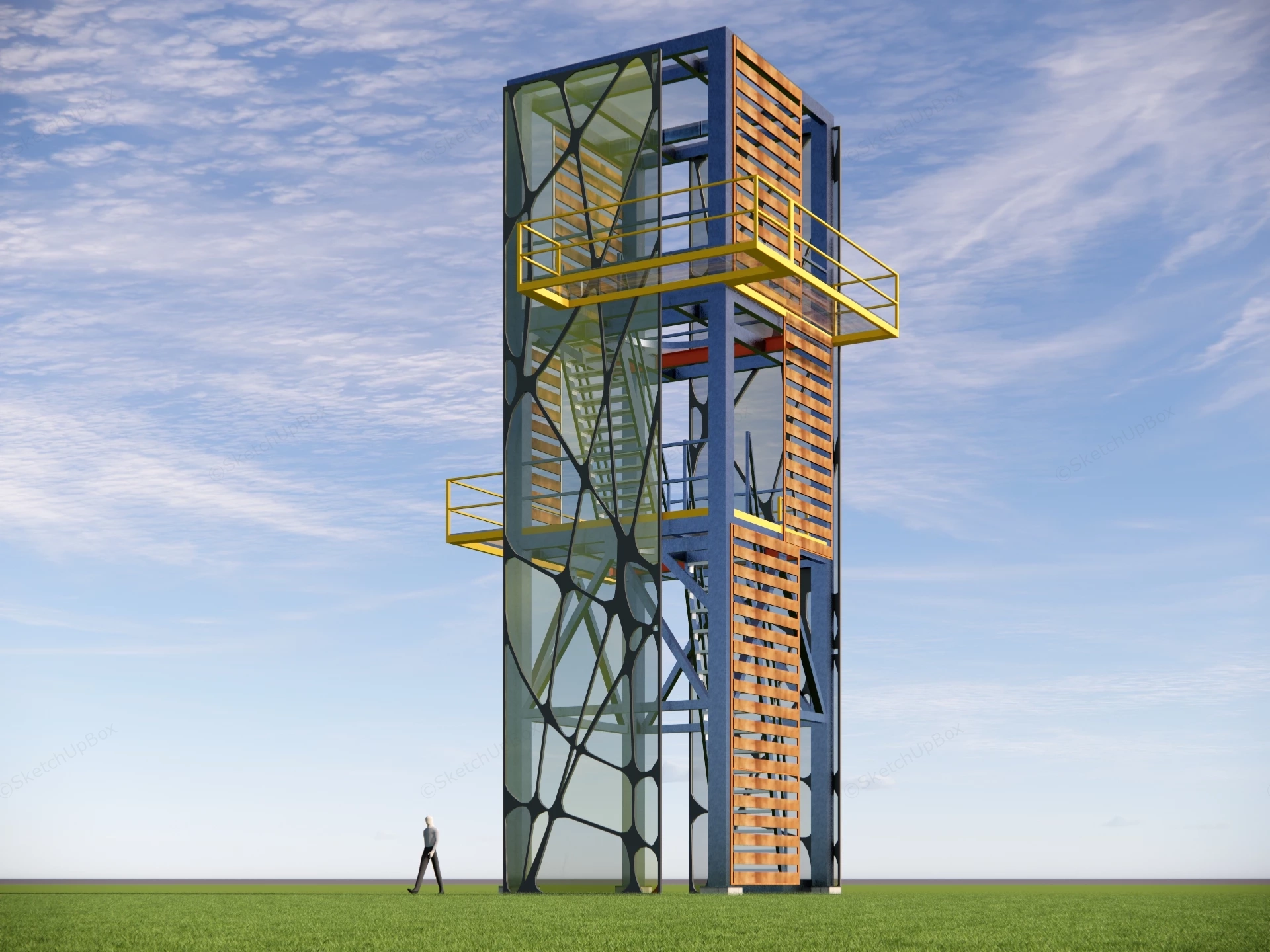 Modern Observation Tower sketchup model preview - SketchupBox