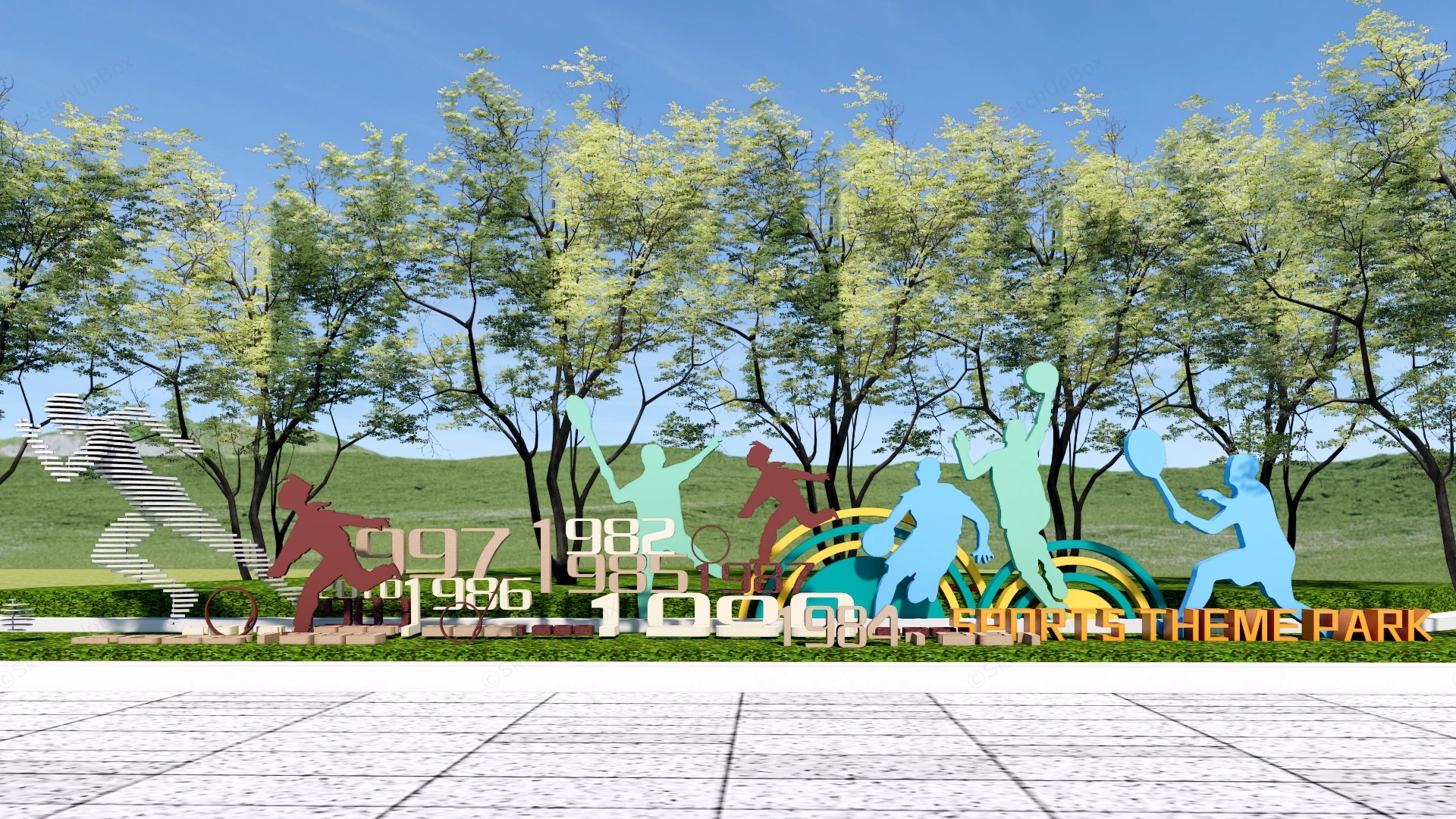 Sports Themed Park Public Installation sketchup model preview - SketchupBox