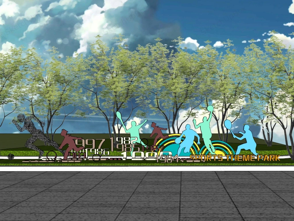 Sports Themed Park Public Installation sketchup model preview - SketchupBox