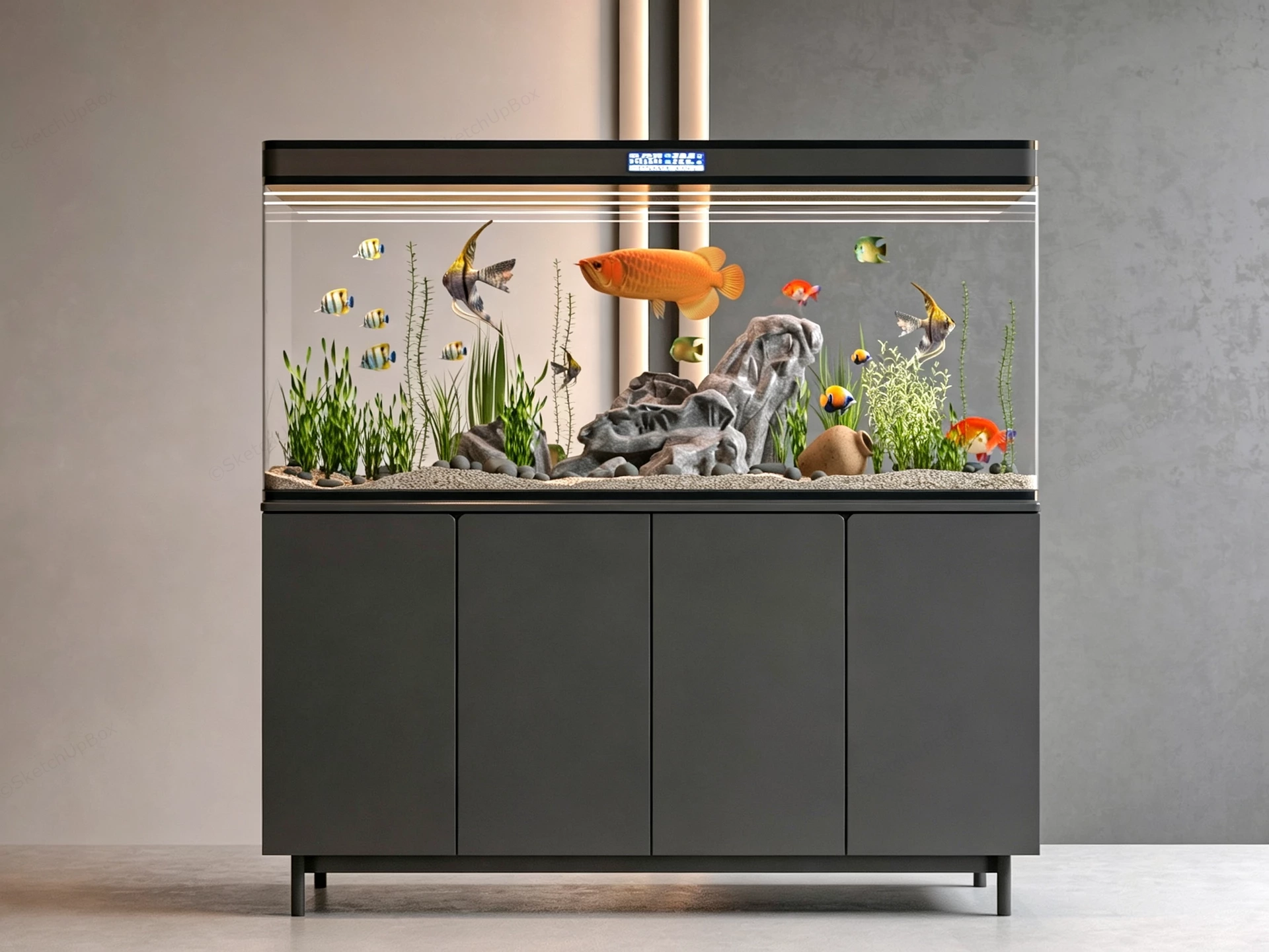 High End Aquarium With Cabinet Stand sketchup model preview - SketchupBox
