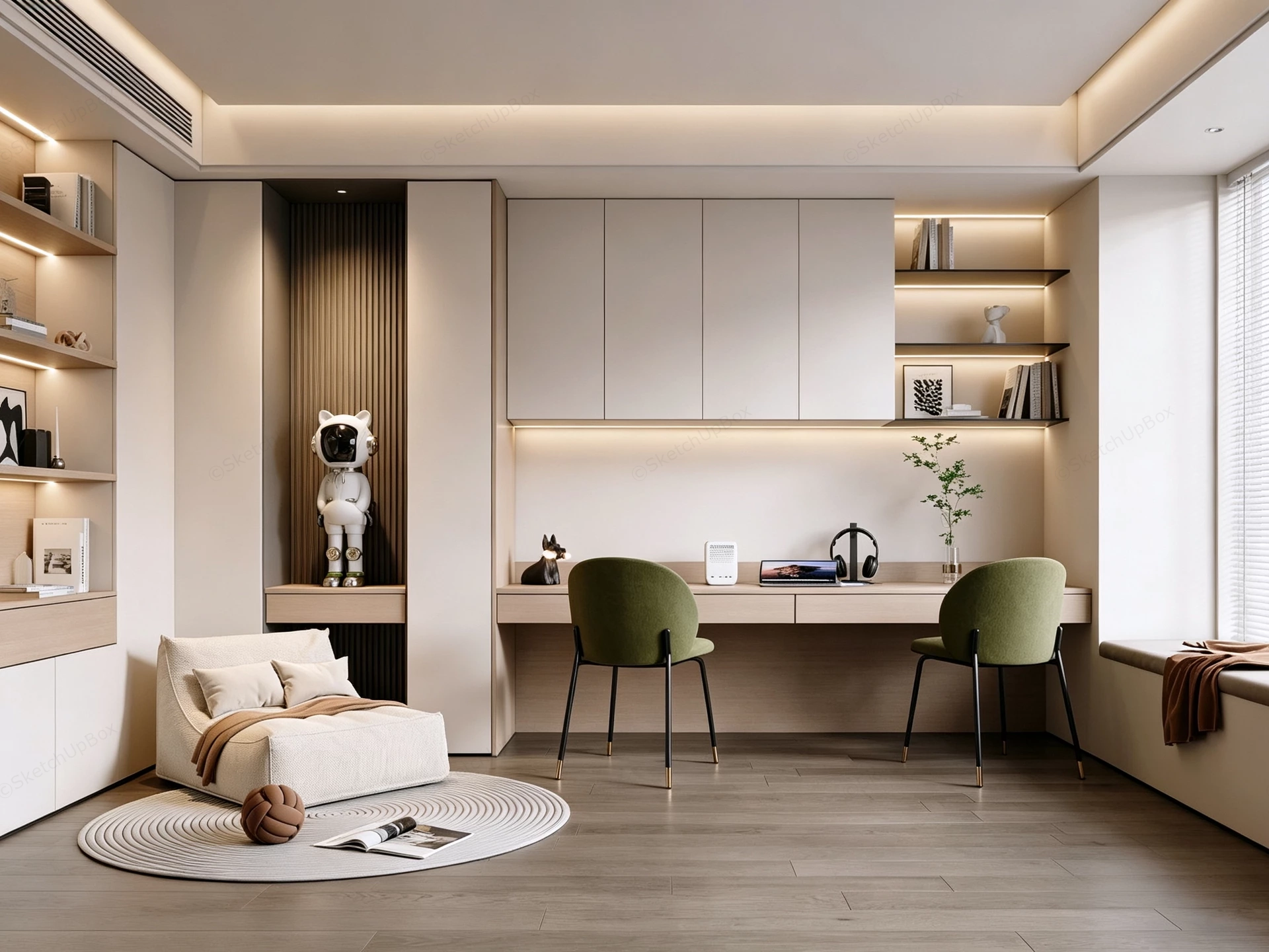 Modern Home Office And Reading Nook sketchup model preview - SketchupBox