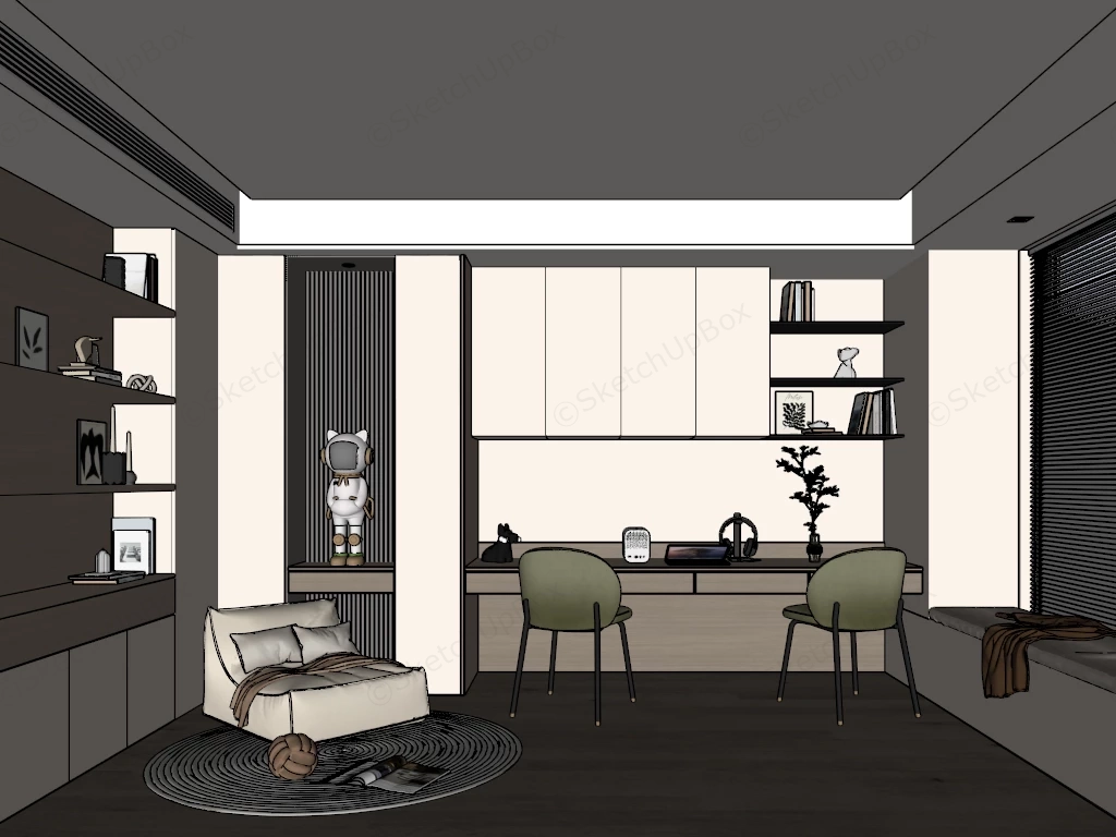 Modern Home Office And Reading Nook sketchup model preview - SketchupBox