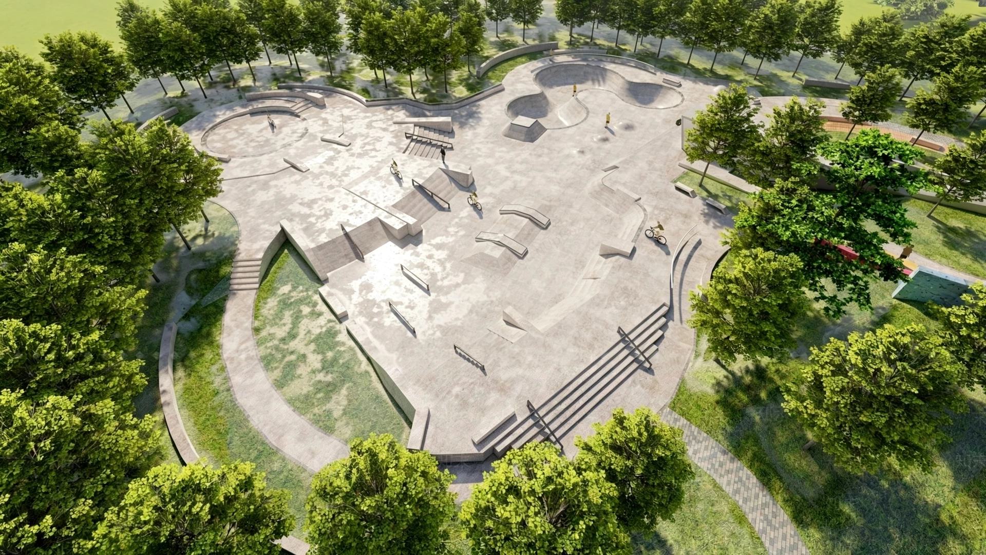 Concrete Skatepark Design sketchup model preview - SketchupBox