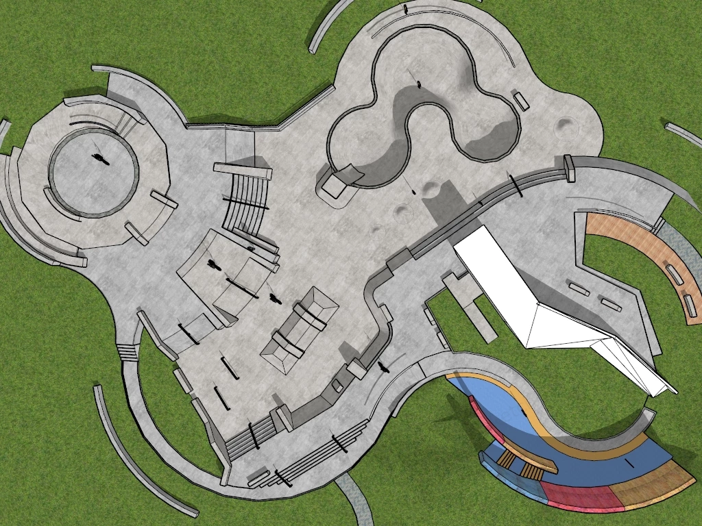Concrete Skatepark Design sketchup model preview - SketchupBox