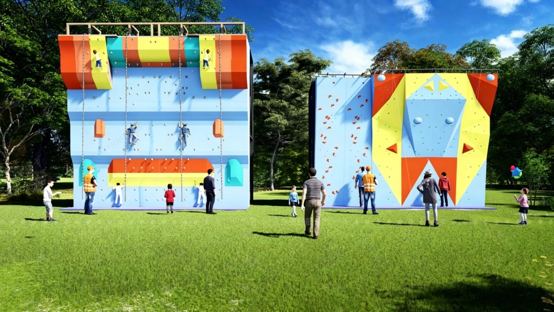 Colorful Rock Climbing Walls sketchup model preview - SketchupBox