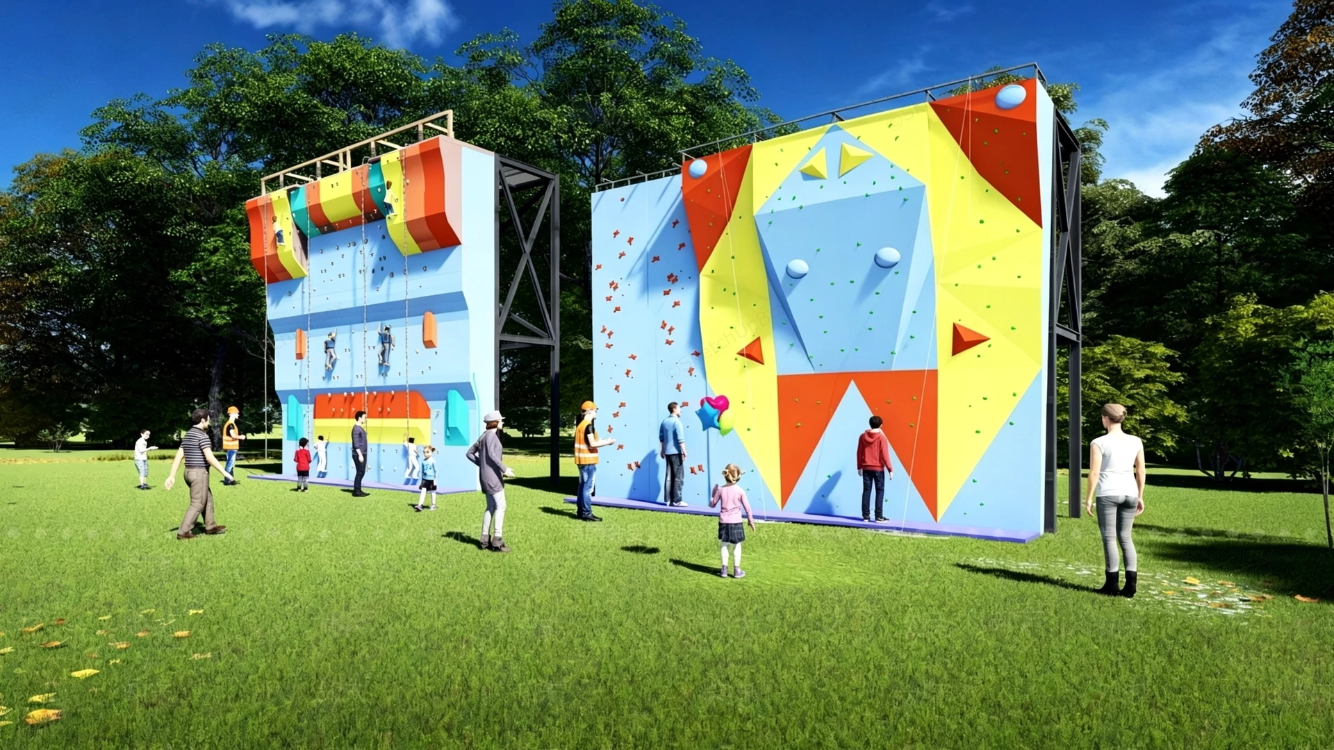 Colorful Rock Climbing Walls sketchup model preview - SketchupBox