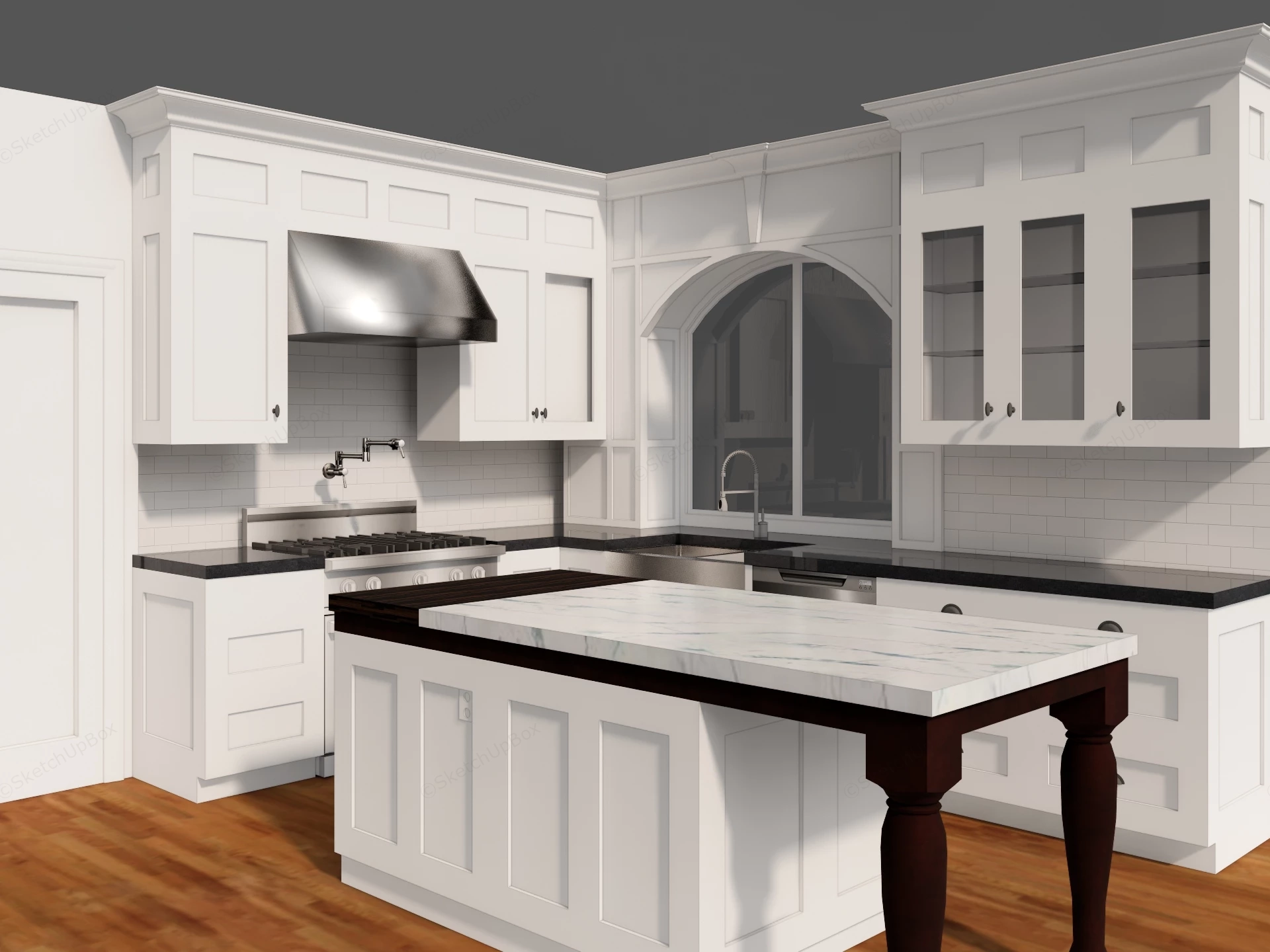 Traditional Style Kitchen Layout sketchup model preview - SketchupBox