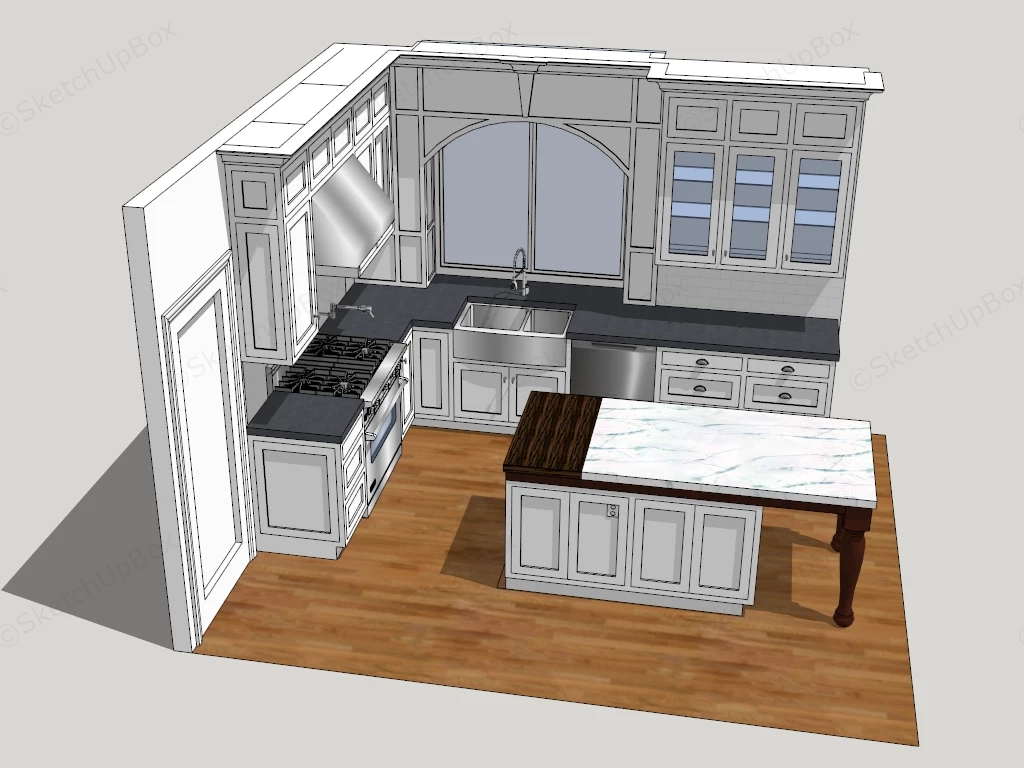 Traditional Style Kitchen Layout sketchup model preview - SketchupBox