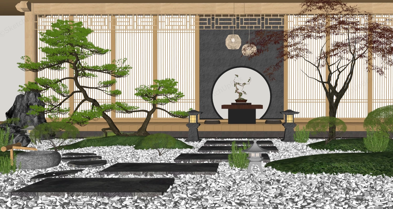 Zen Inspired Meditation Courtyard sketchup model preview - SketchupBox