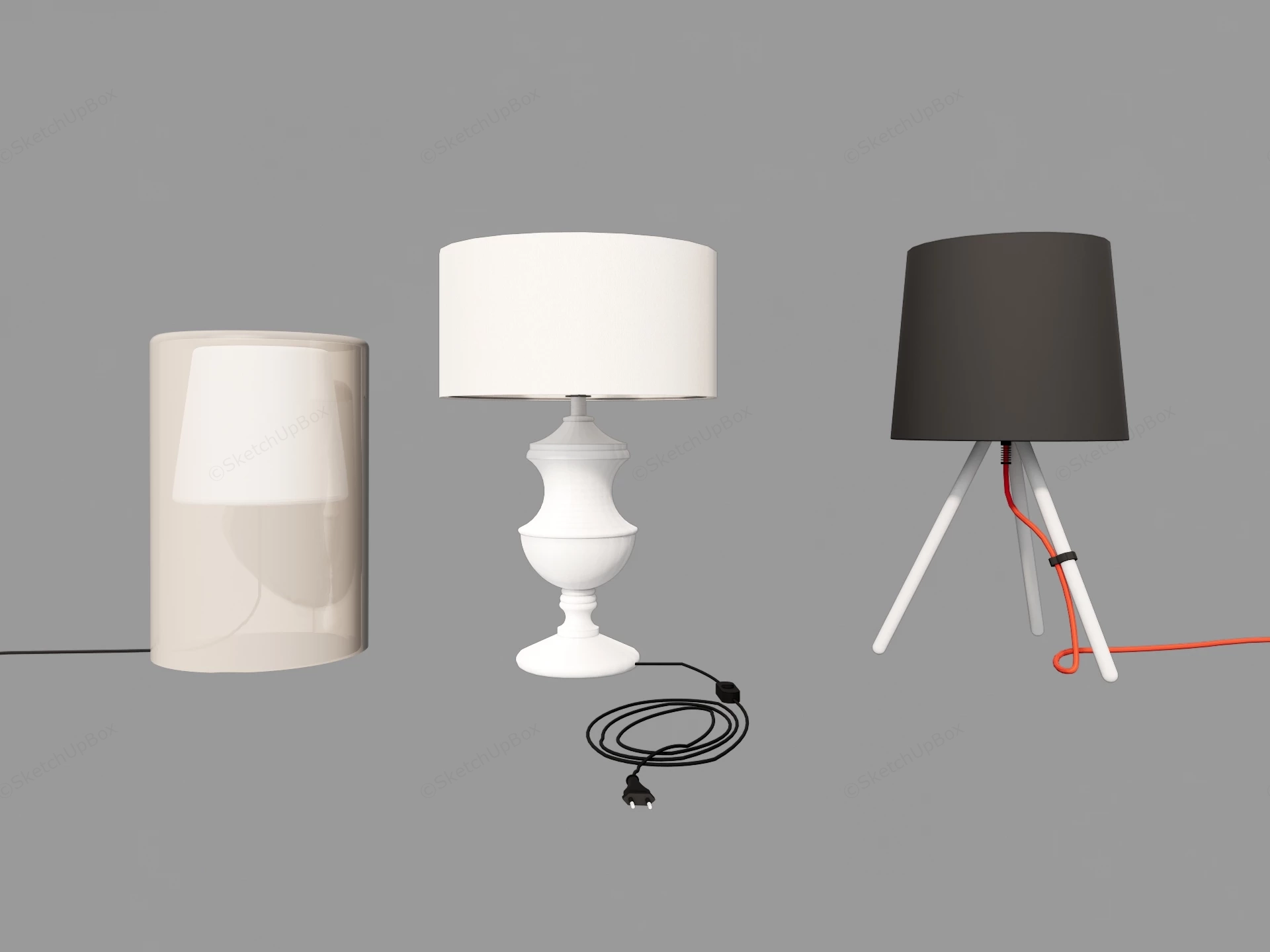 Three Different Table Lamps sketchup model preview - SketchupBox