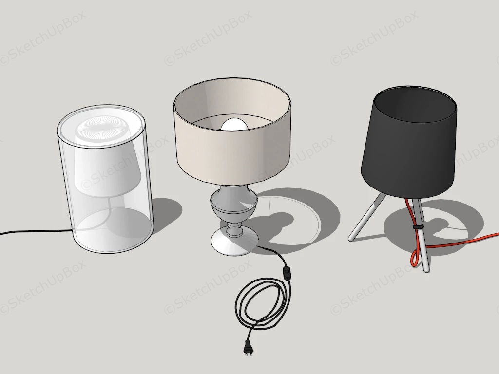 Three Different Table Lamps sketchup model preview - SketchupBox