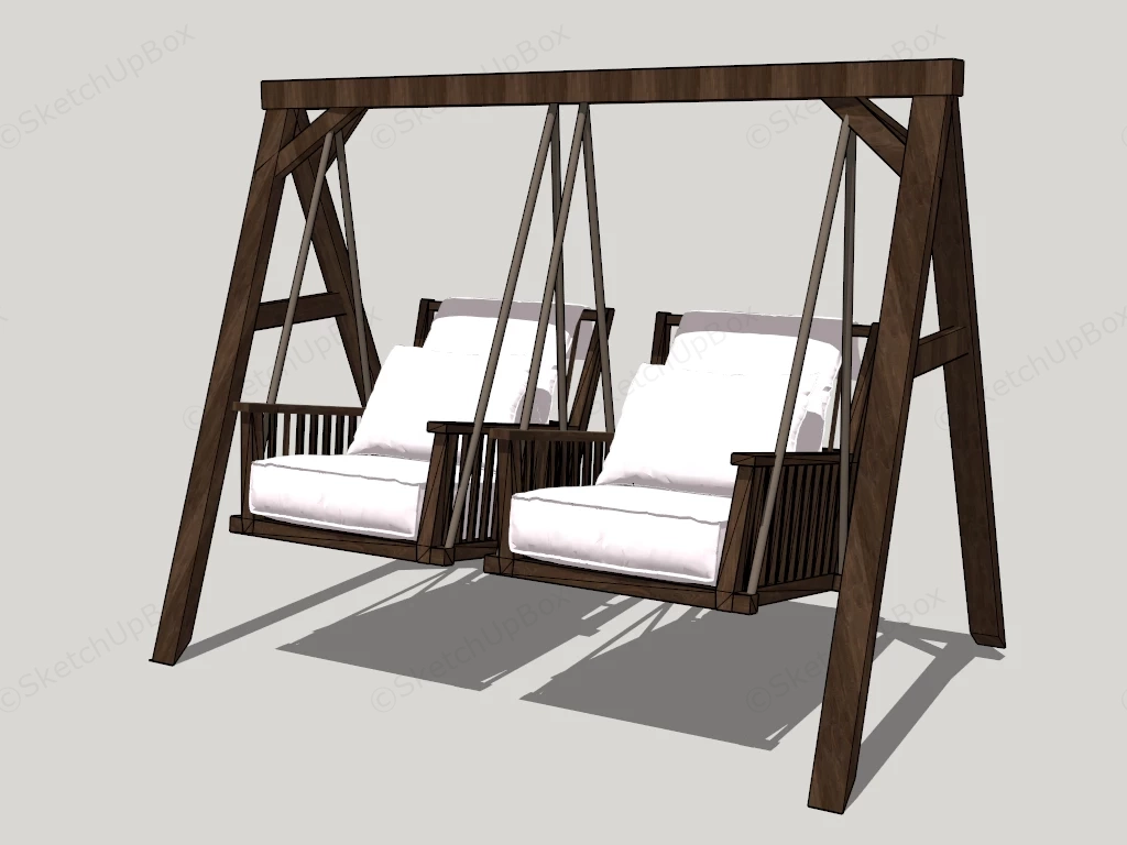 Double Seat Wooden Porch Swing sketchup model preview - SketchupBox