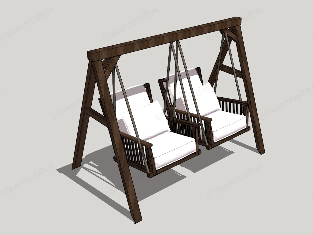 Double Seat Wooden Porch Swing sketchup model preview - SketchupBox