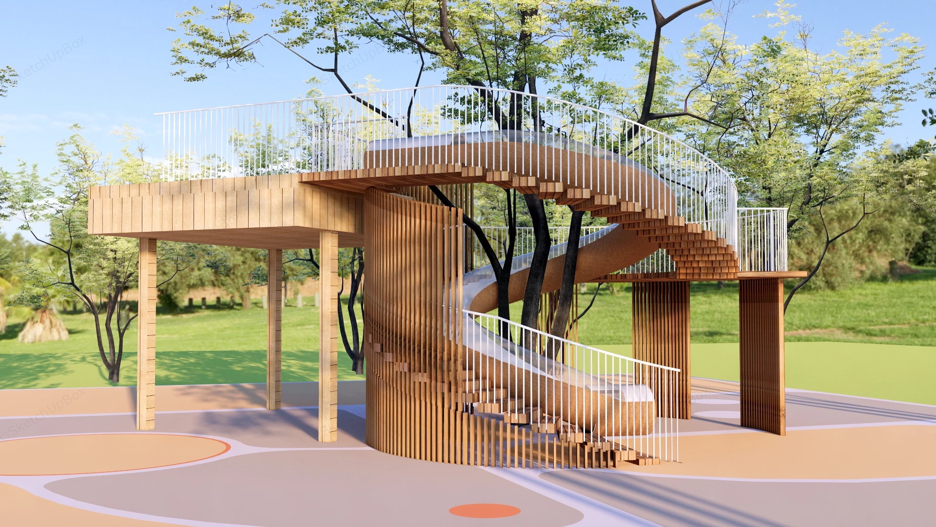 Nature Inspired Children's Playground Structure sketchup model preview - SketchupBox
