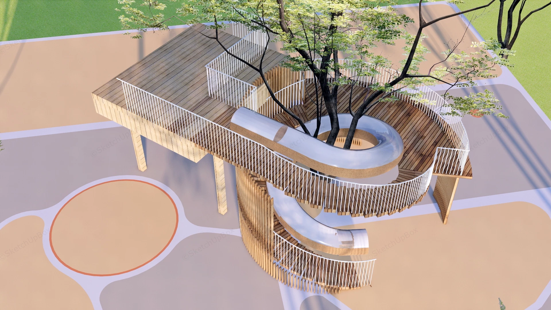 Nature Inspired Children's Playground Structure sketchup model preview - SketchupBox