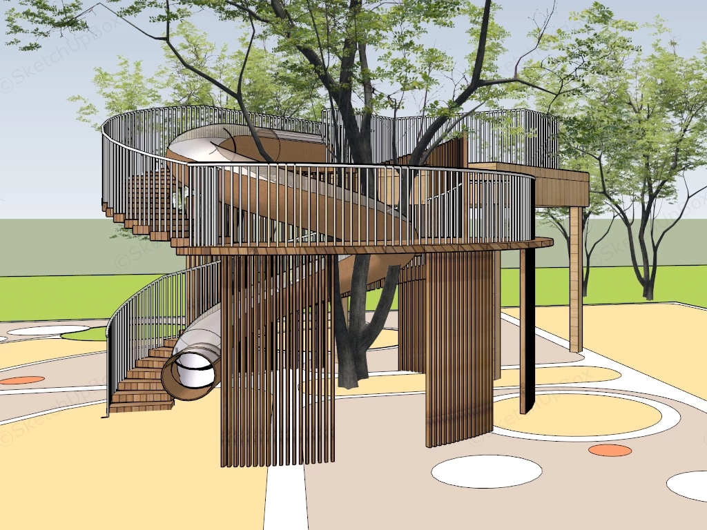 Nature Inspired Children's Playground Structure sketchup model preview - SketchupBox
