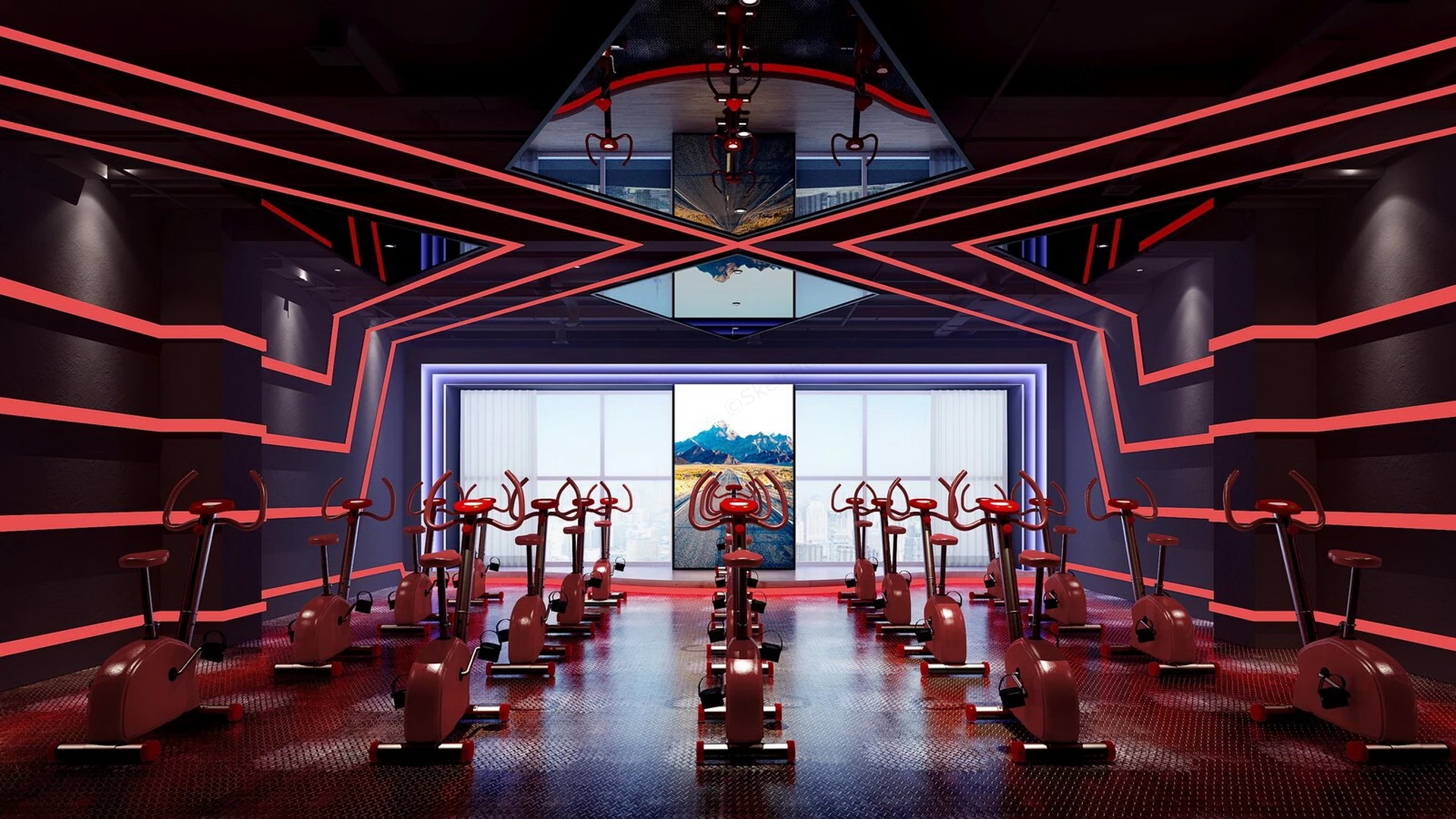 Modern Motion Bike Fitness Club sketchup model preview - SketchupBox