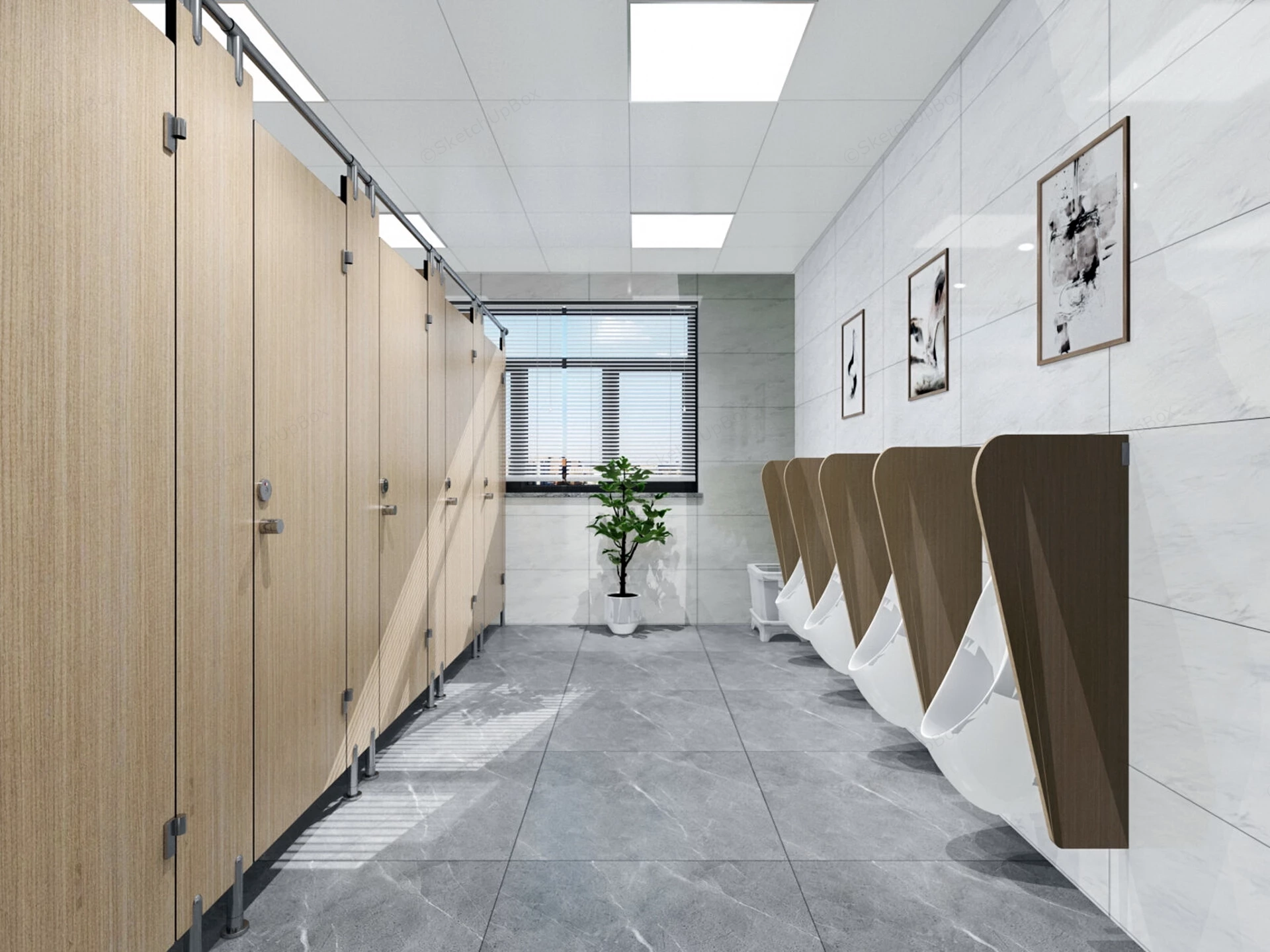 Modern Men's Public Restroom sketchup model preview - SketchupBox