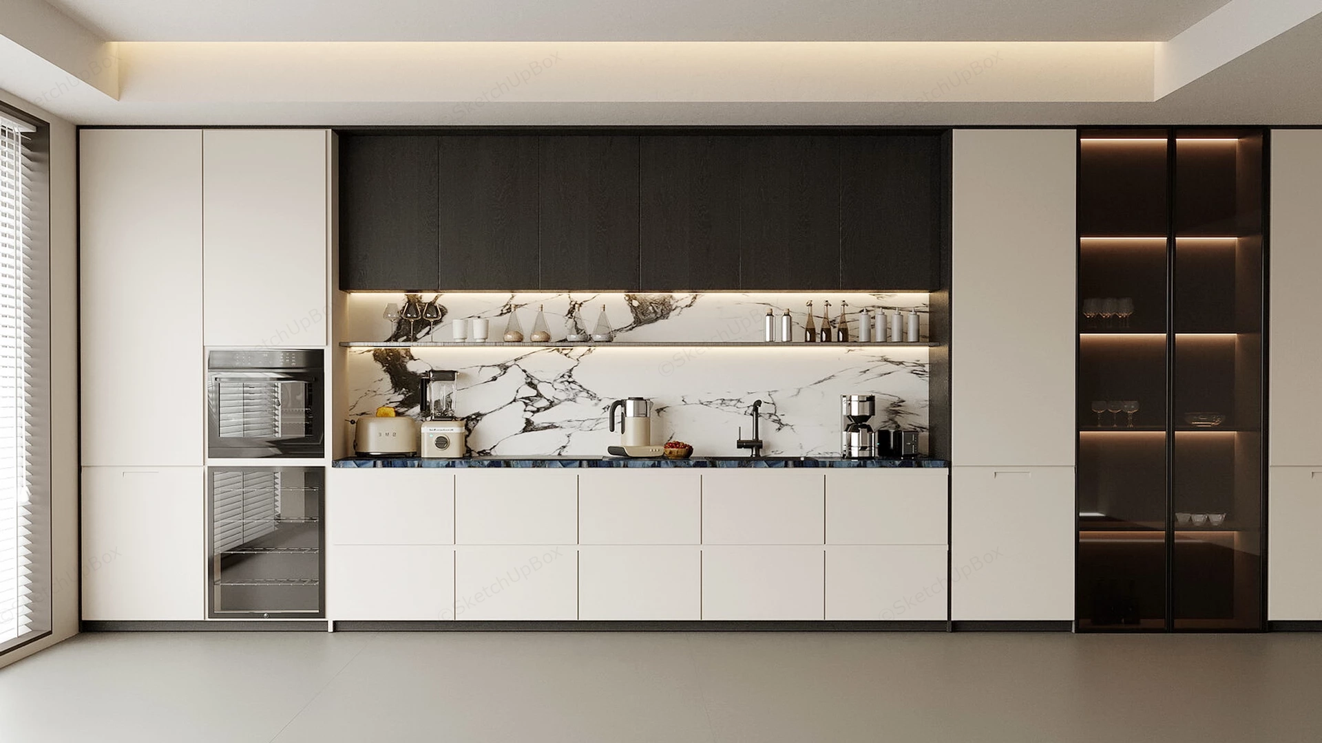 Minimalist Built In Wet Bar Area Cabinetry sketchup model preview - SketchupBox