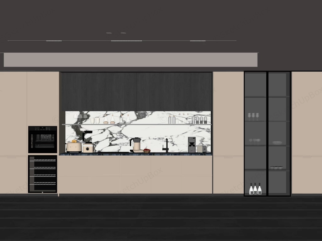 Minimalist Built In Wet Bar Area Cabinetry sketchup model preview - SketchupBox