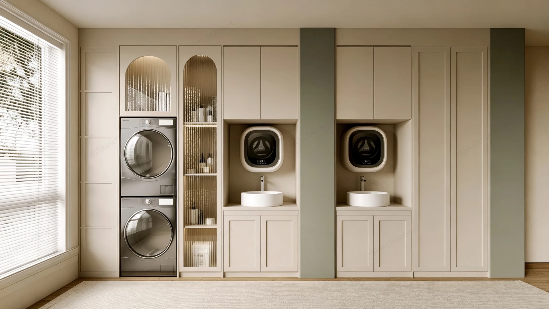 Modern Laundry Room Built In Cabinet System sketchup model preview - SketchupBox