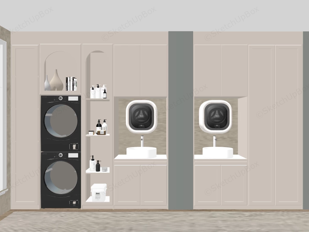 Modern Laundry Room Built In Cabinet System sketchup model preview - SketchupBox