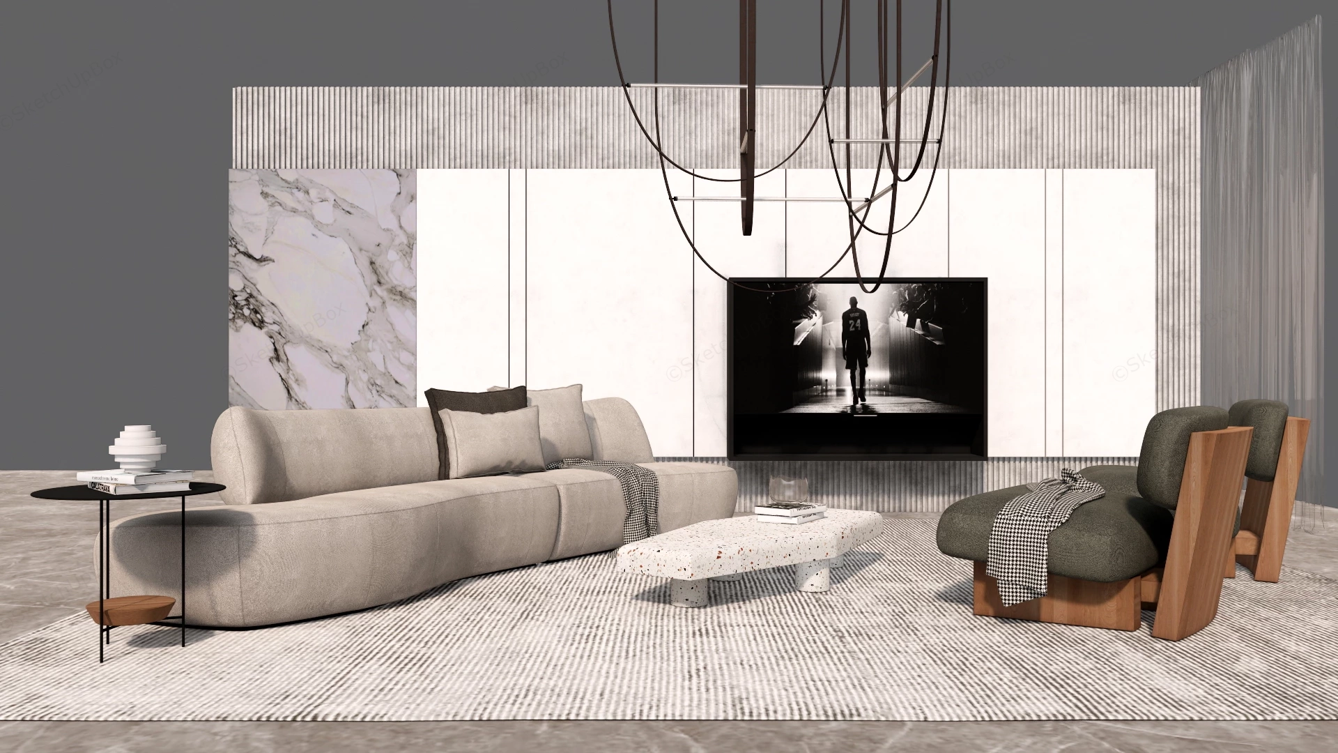Contemporary Living Room Interior sketchup model preview - SketchupBox