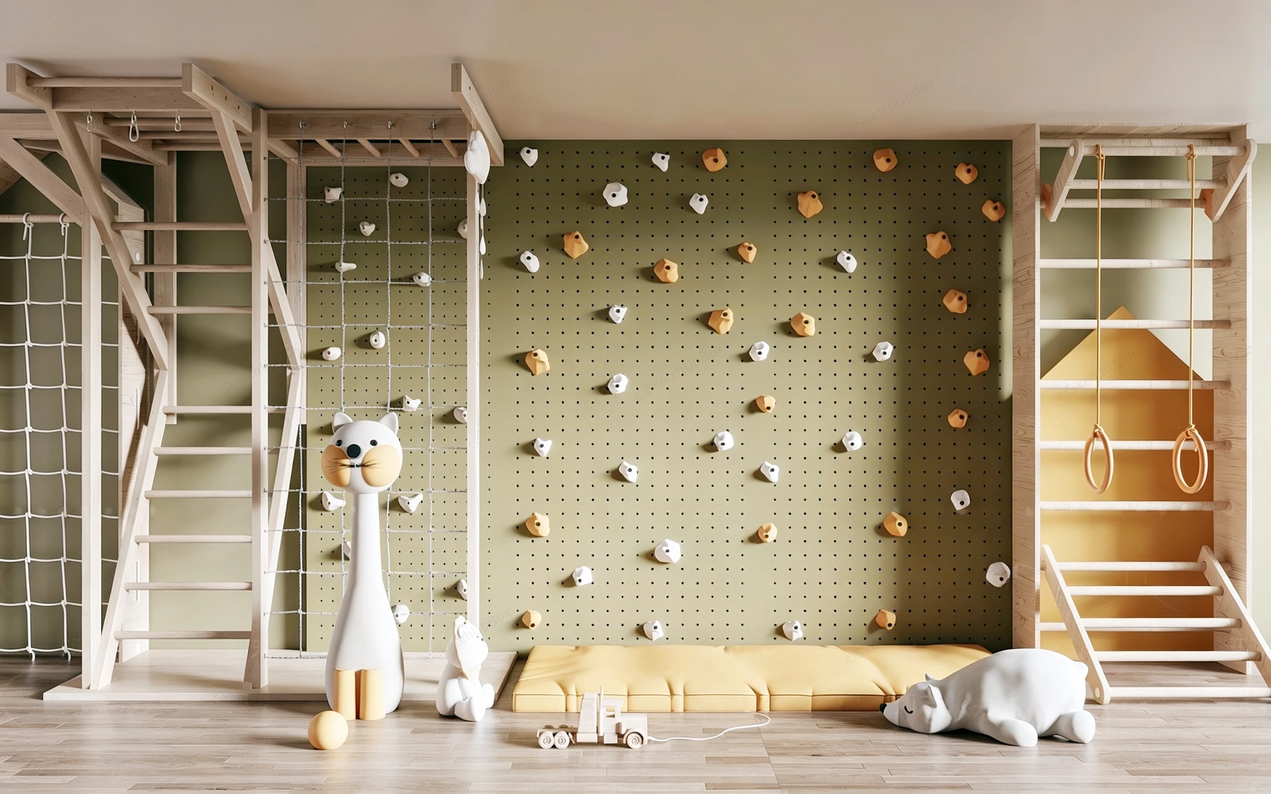 Modern Children's Indoor Playroom Climbing Structure sketchup model preview - SketchupBox