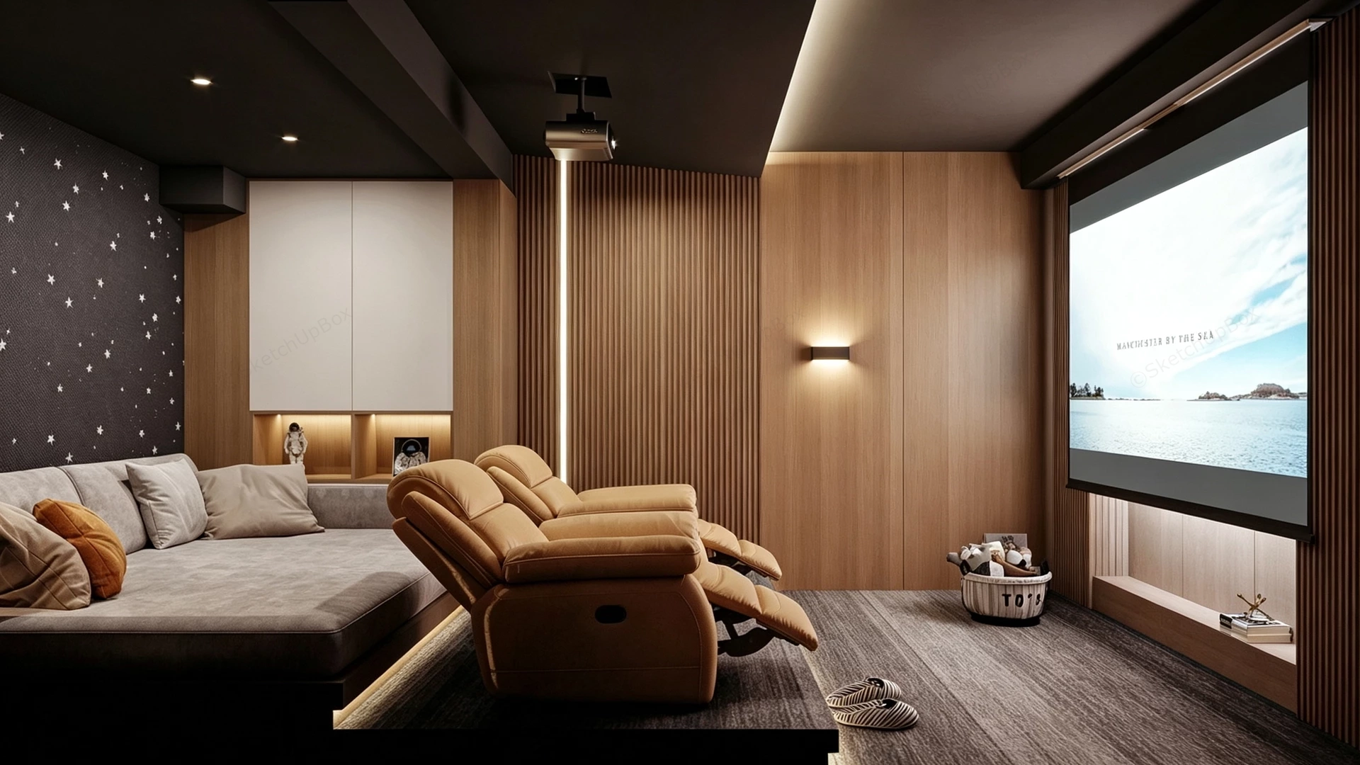 Modern Home Theater Room sketchup model preview - SketchupBox