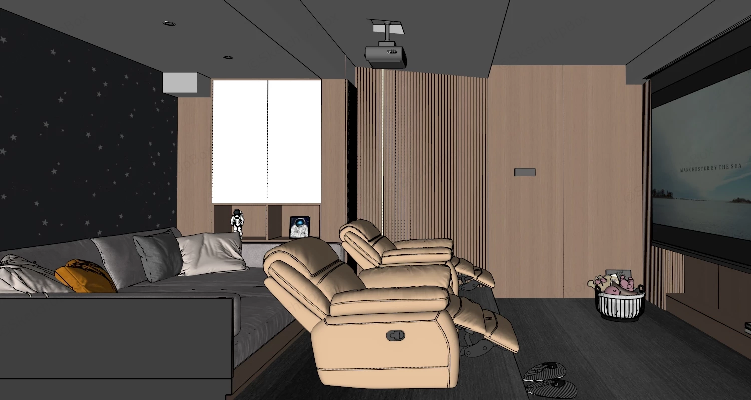 Modern Home Theater Room sketchup model preview - SketchupBox