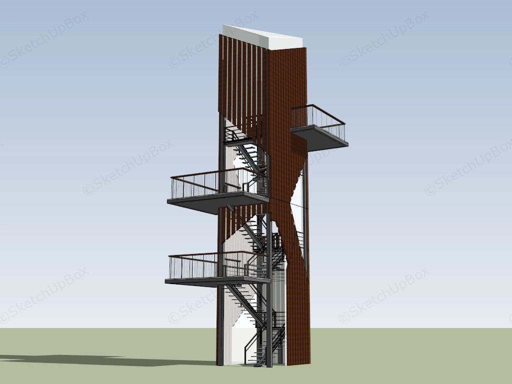 Striking Modern Observation Tower With Viewing Platforms sketchup model preview - SketchupBox