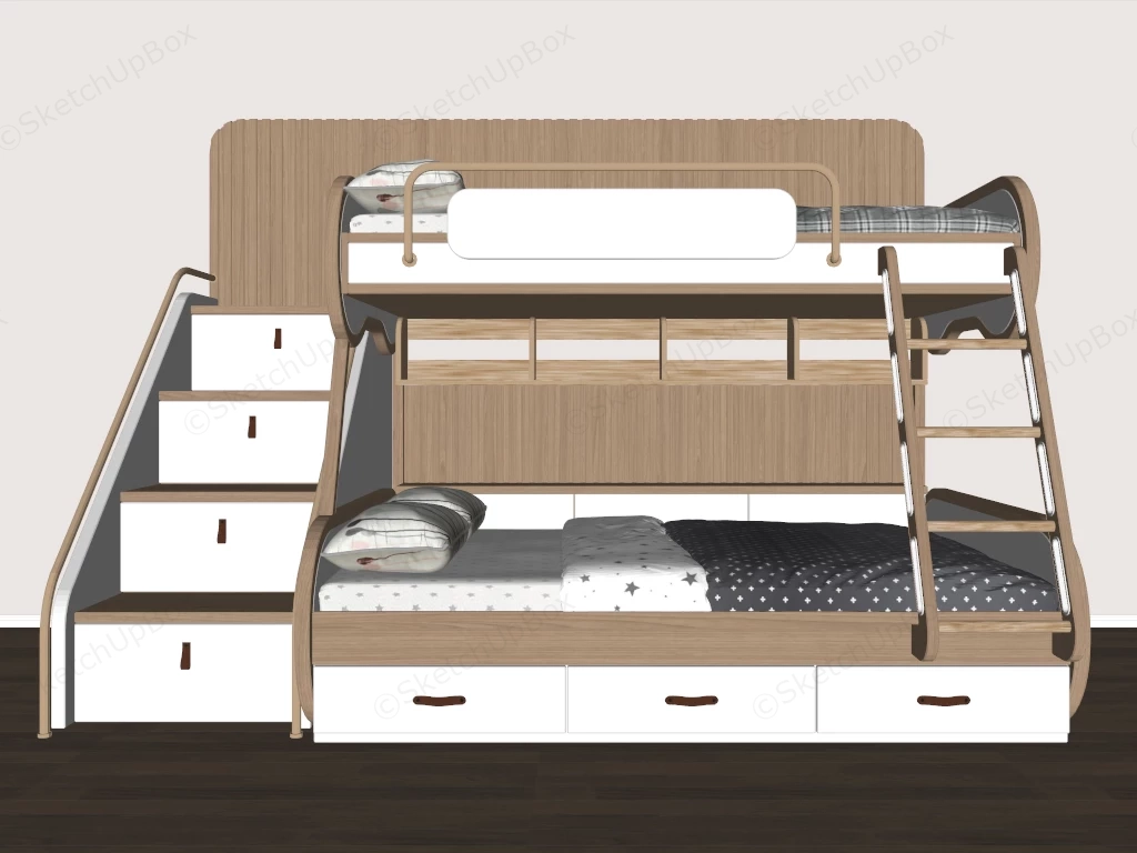 Modern Scandinavian Style Bunk Bed sketchup model preview - SketchupBox