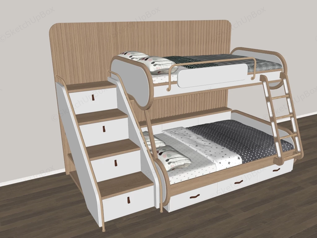 Modern Scandinavian Style Bunk Bed sketchup model preview - SketchupBox
