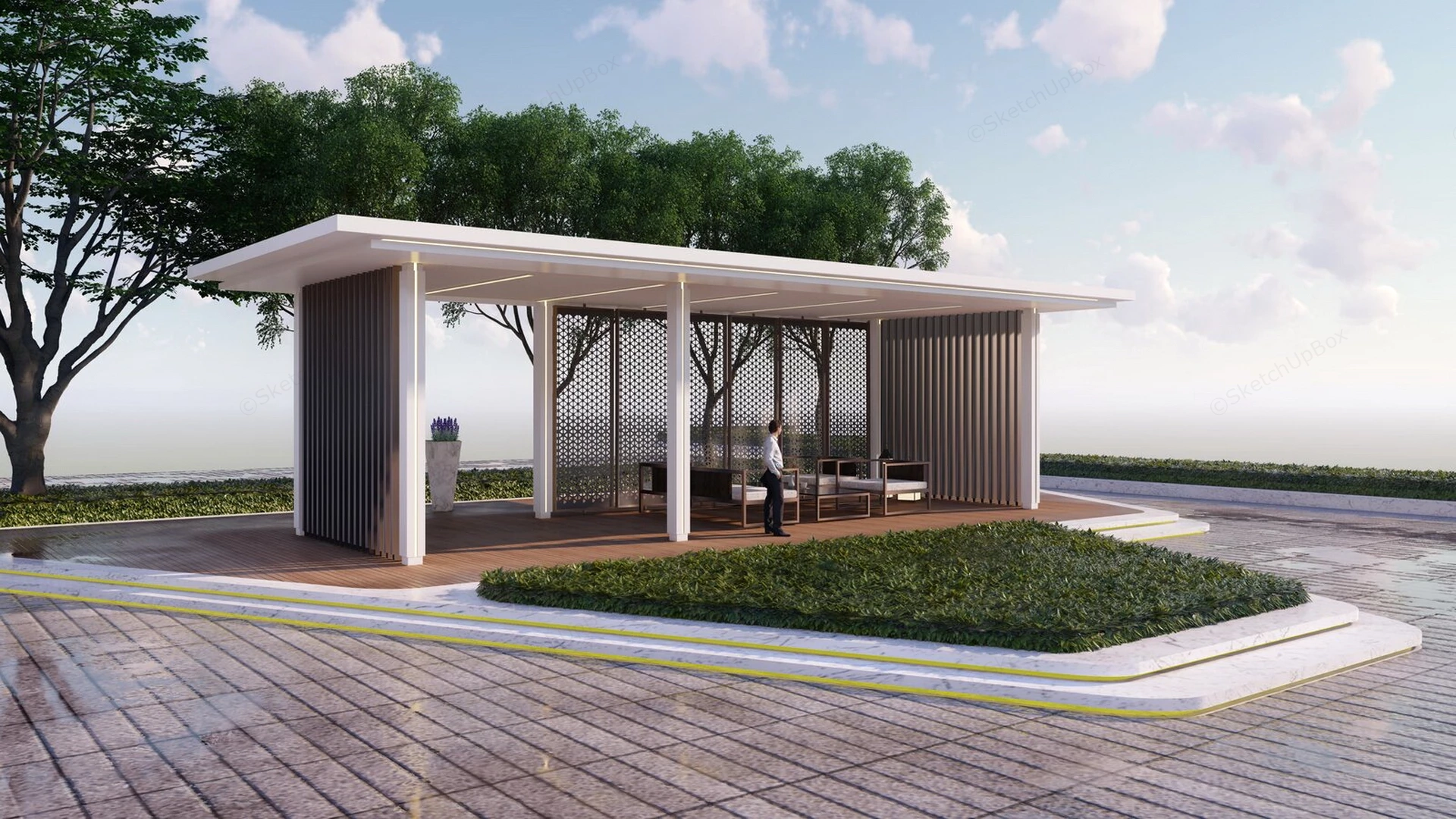 Modern Minimalist Pavilion sketchup model preview - SketchupBox