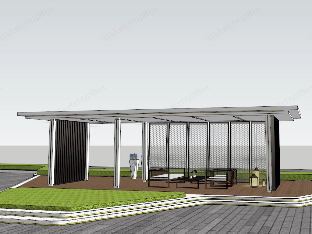 Modern Minimalist Pavilion sketchup model preview - SketchupBox