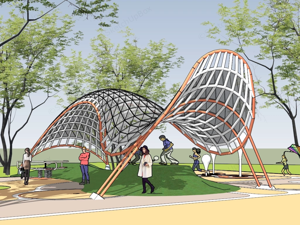 Modern Public Park Canopy sketchup model preview - SketchupBox