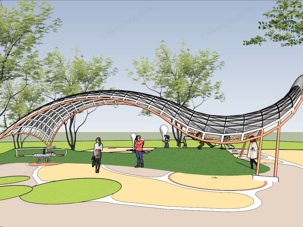 Modern Public Park Canopy sketchup model preview - SketchupBox