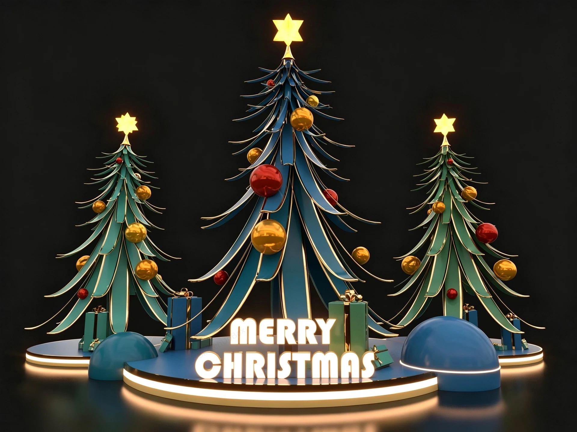 Modern Christmas Display Set sketchup model preview - SketchupBox