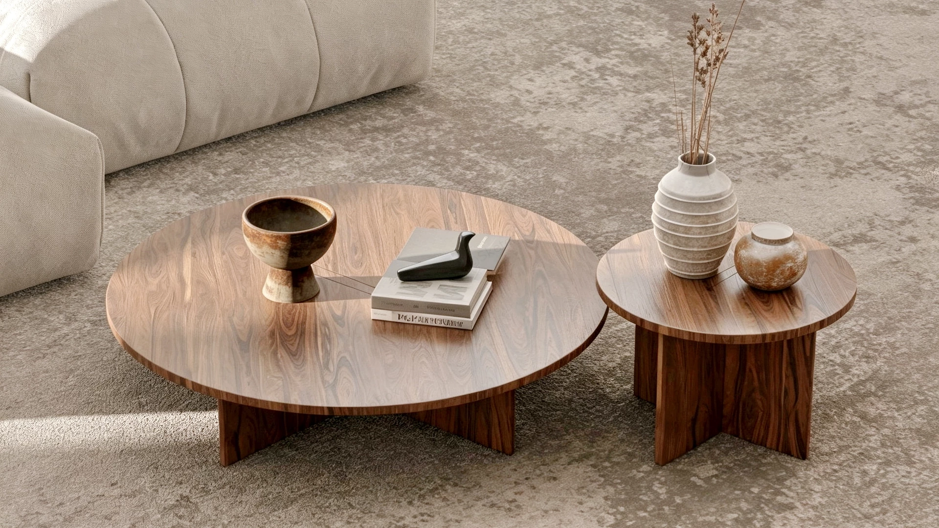 Japandi Style Nesting Coffee Table Set sketchup model preview - SketchupBox
