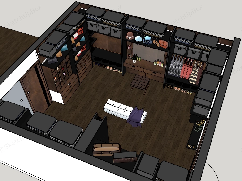 Luxury Master Walk In Closet And Dressing Room sketchup model preview - SketchupBox