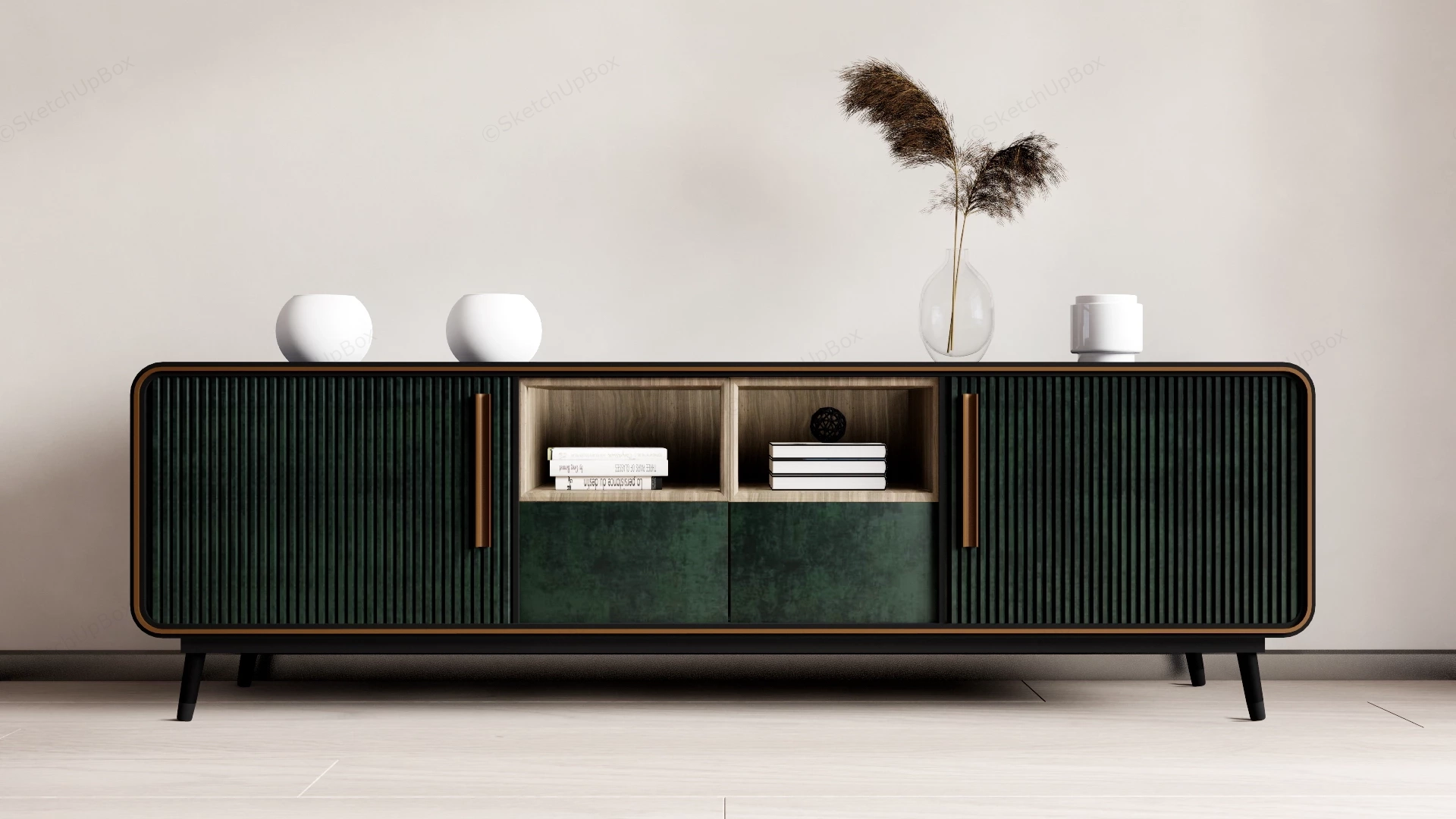 Elegant Modern Fluted Sideboard sketchup model preview - SketchupBox