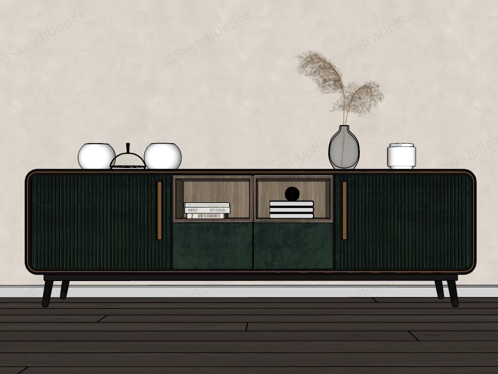 Elegant Modern Fluted Sideboard sketchup model preview - SketchupBox