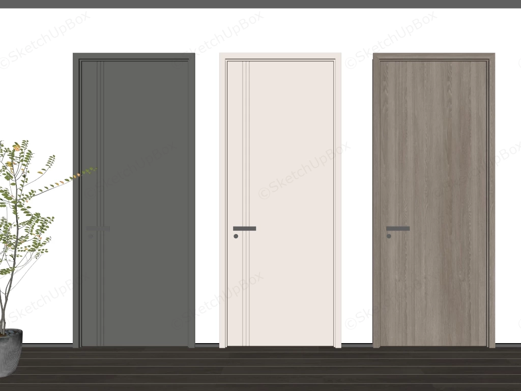 Minimalist Flush Interior Doors sketchup model preview - SketchupBox