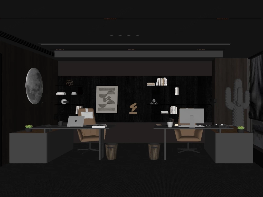 Luxurious Dual Workstation Modern Executive Office sketchup model preview - SketchupBox