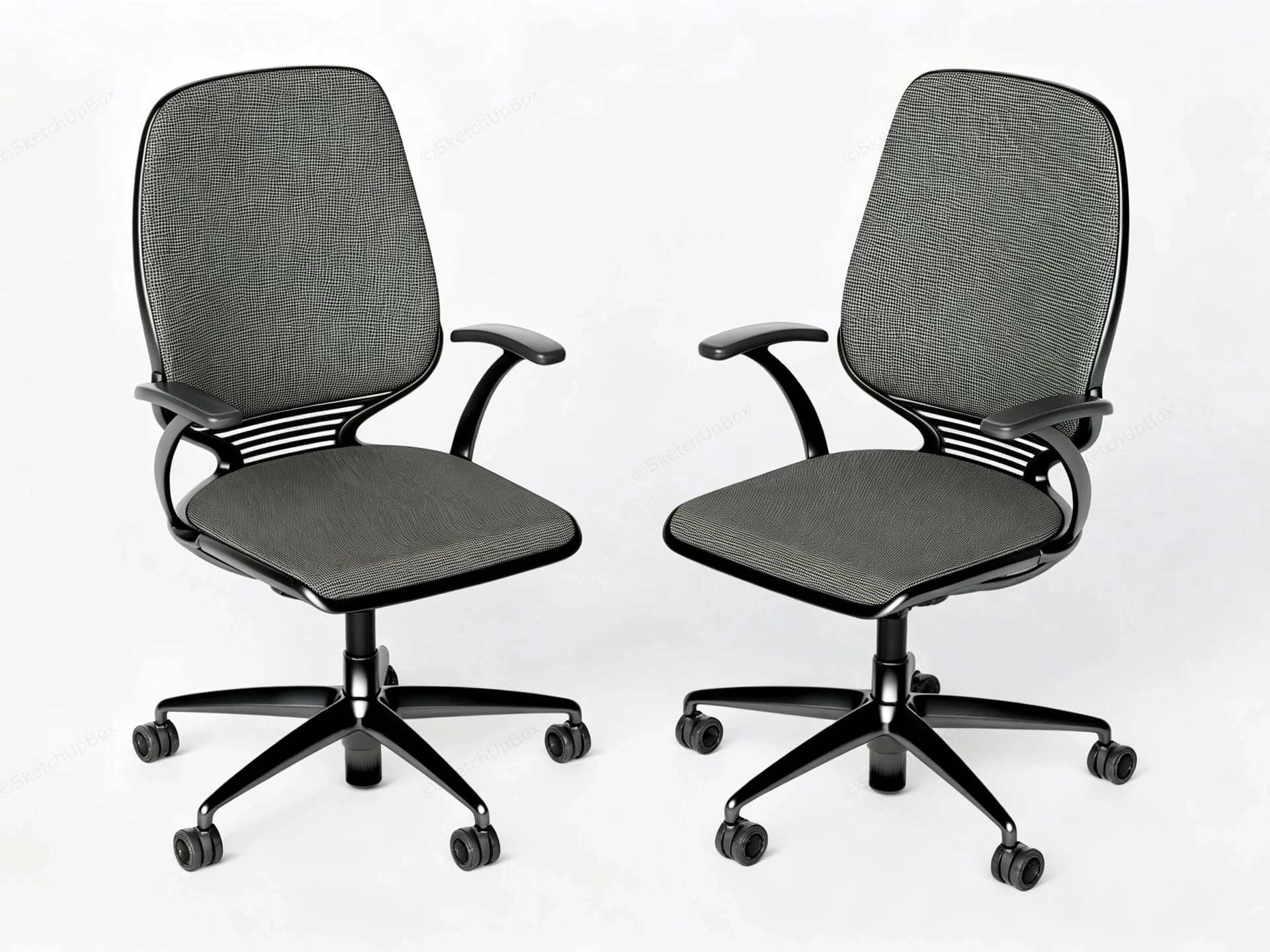 Mid Back Ergonomic Mesh Task Chairs sketchup model preview - SketchupBox