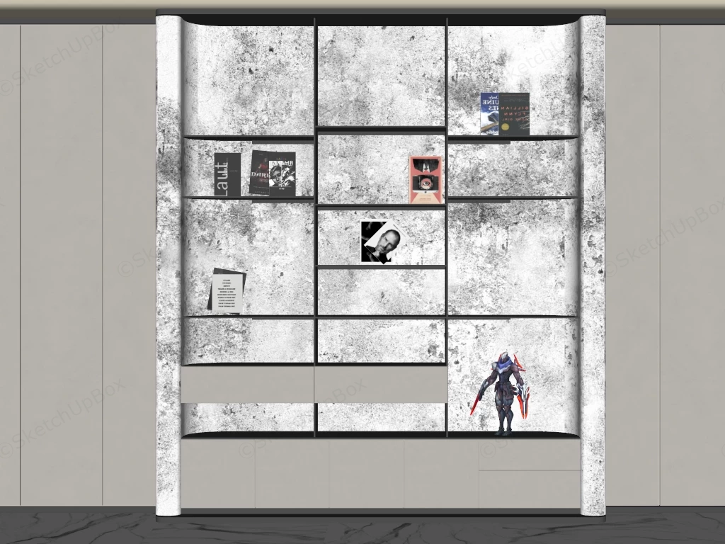 Modern Wall Mounted Bookcase sketchup model preview - SketchupBox