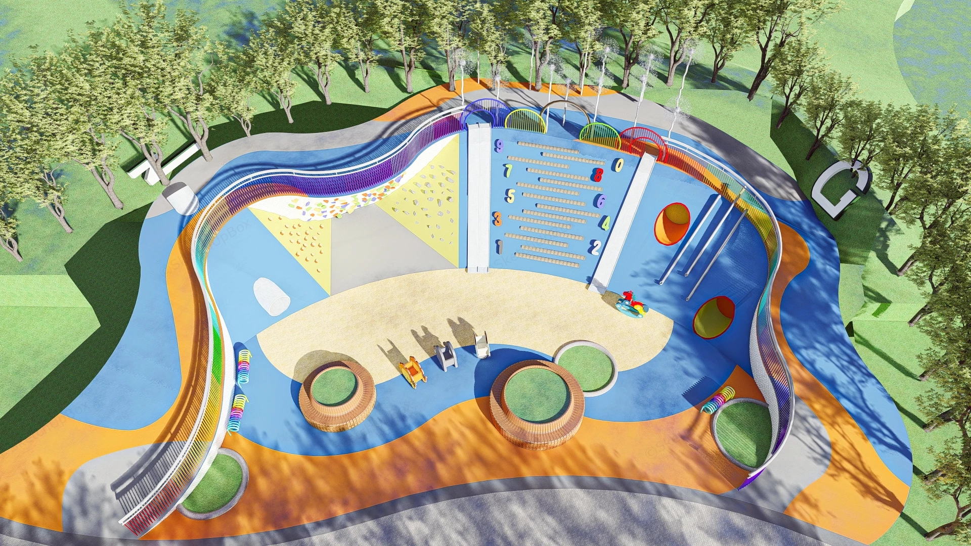 Inclusive Playground Park sketchup model preview - SketchupBox