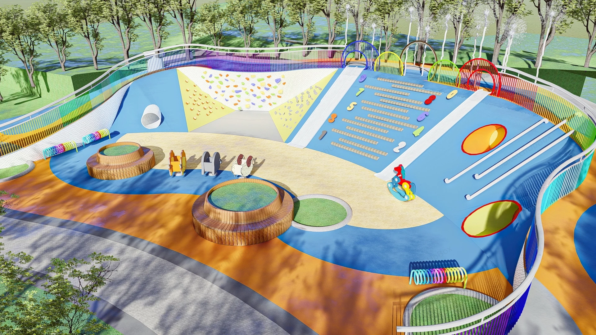 Inclusive Playground Park sketchup model preview - SketchupBox