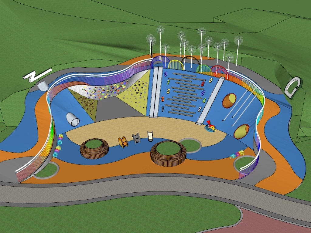 Inclusive Playground Park sketchup model preview - SketchupBox