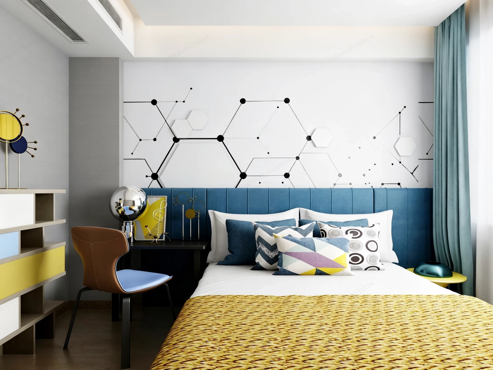 Modern Teenager's Bedroom sketchup model preview - SketchupBox